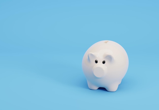 Ilustración 3D Piggy Bank sobre fondo con copyspace