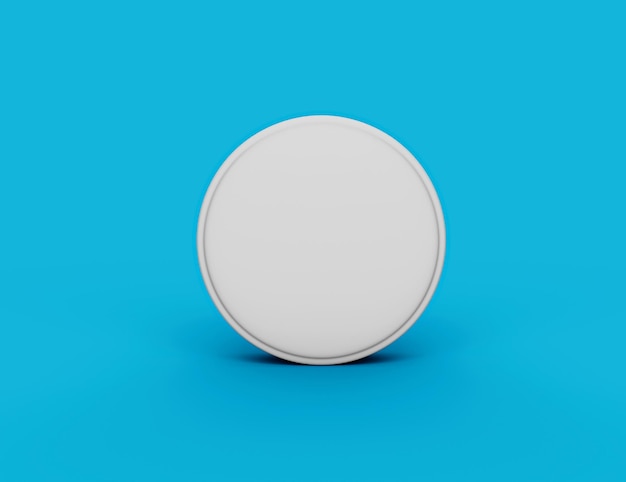 Foto ilustración 3d píldora o tableta de medicina blanca realista aislada sobre fondo azul con sombra
