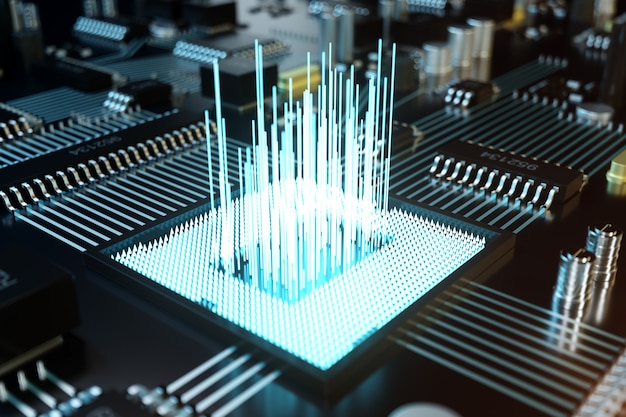 Ilustración 3D Placa de circuito. Antecedentes tecnológicos