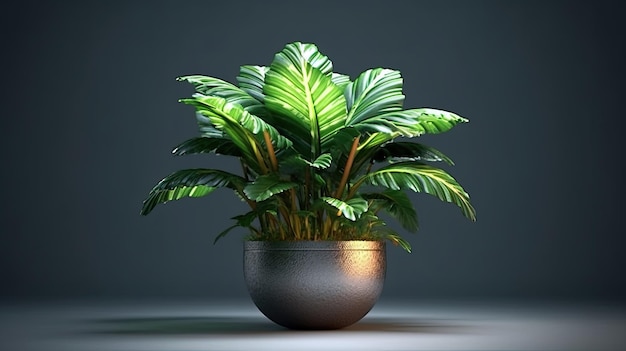 Ilustración 3d de planta en maceta
