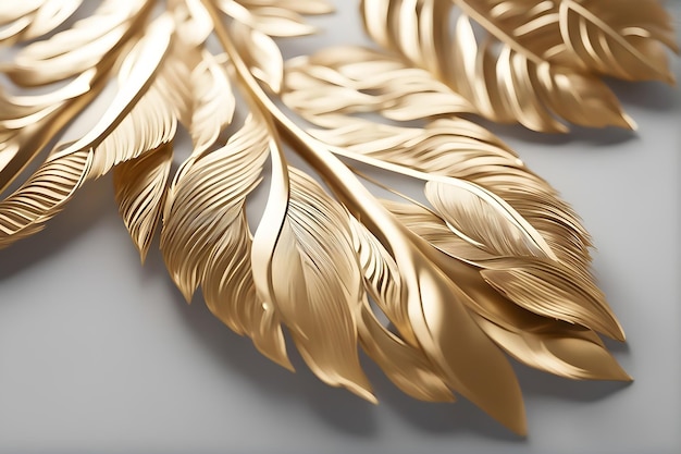 Ilustración en 3D de pluma dorada