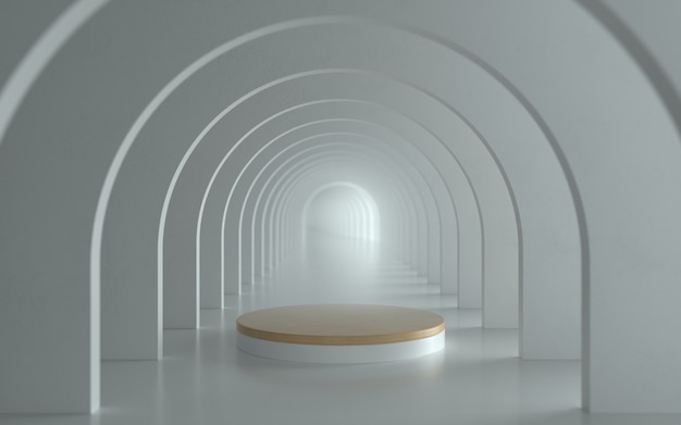 Ilustración 3d de podio de producto limpio blanco