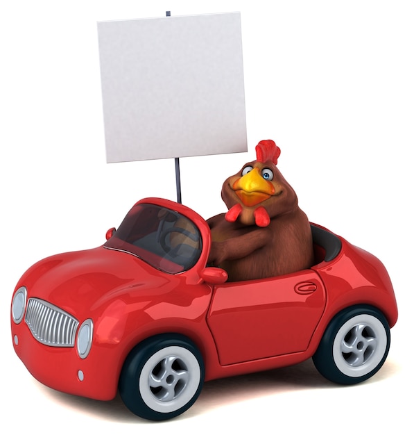 Ilustración 3D de pollo divertido