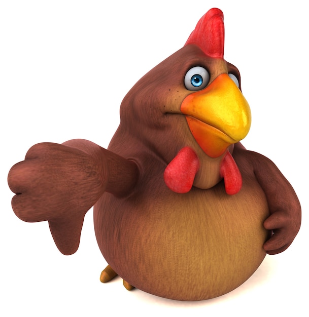 Ilustración 3D de pollo divertido