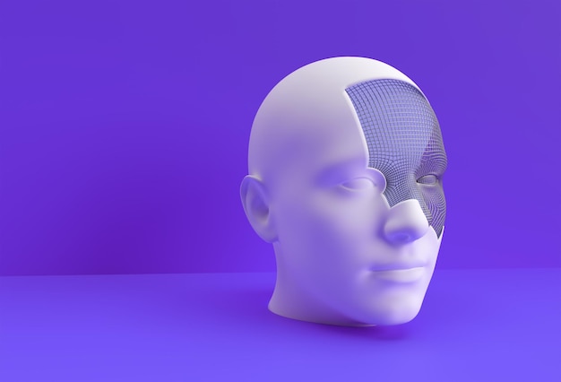 Ilustración 3D prestados de un diseño de rostro humano.