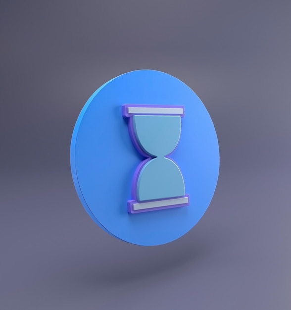 Ilustración 3d de primer plano de icono de reloj de arena