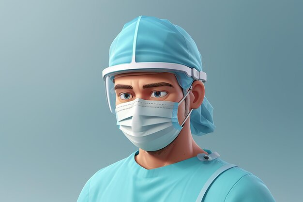 Ilustración 3d protección de la máscara médica