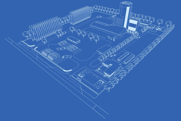 Ilustración en 3D del proyecto de construcción