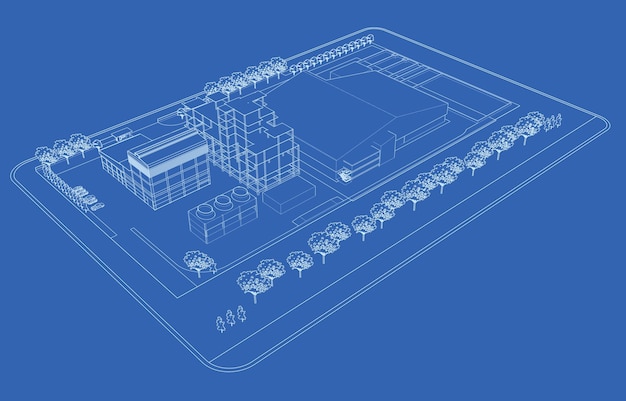 Ilustración en 3D del proyecto de construcción