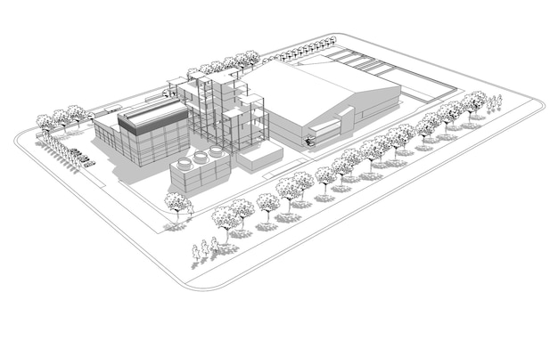 Ilustración en 3D del proyecto de construcción