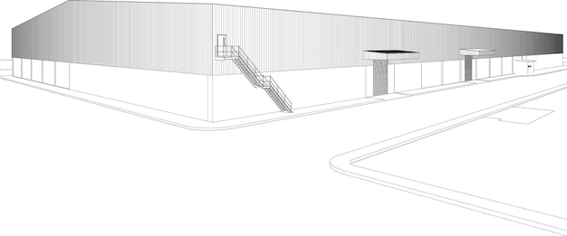Ilustración 3D de un proyecto industrial