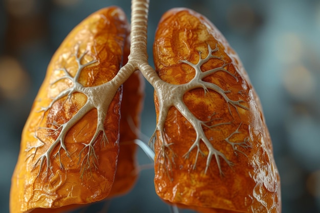 Foto ilustración en 3d de los pulmones humanos