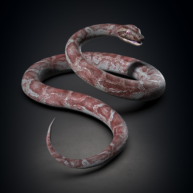 Ilustración 3D de Python en primer plano