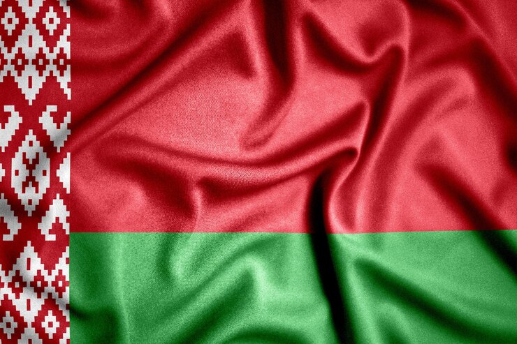 Ilustración 3D que agita la textura de la bandera de Bielorrusia