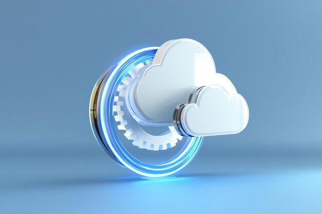 Una ilustración 3D que representa un concepto de computación en la nube con integración DevOps La característica de la imagen