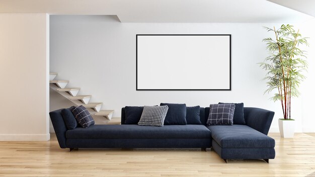 Ilustración 3D que representa grandes interiores luminosos modernos de lujo Sala de estar maqueta computadora digitalmente