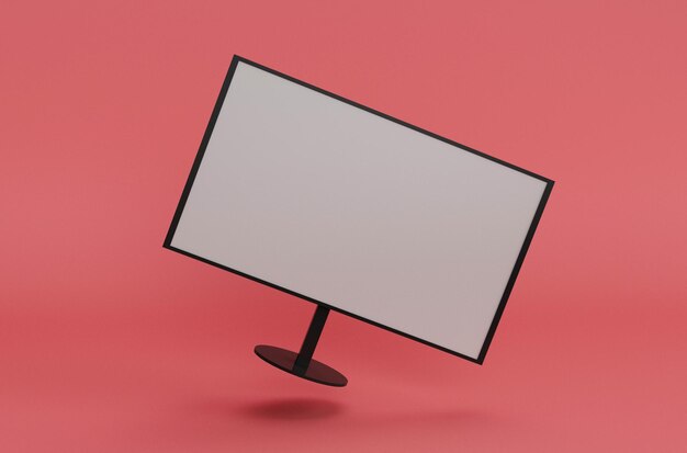 Ilustración 3d que representa un monitor de computadora mínimo sobre fondo romano