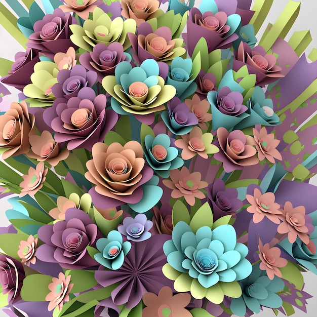 Ilustración en 3D de un ramo de flores