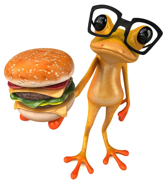 Ilustración 3D de rana amarilla divertida