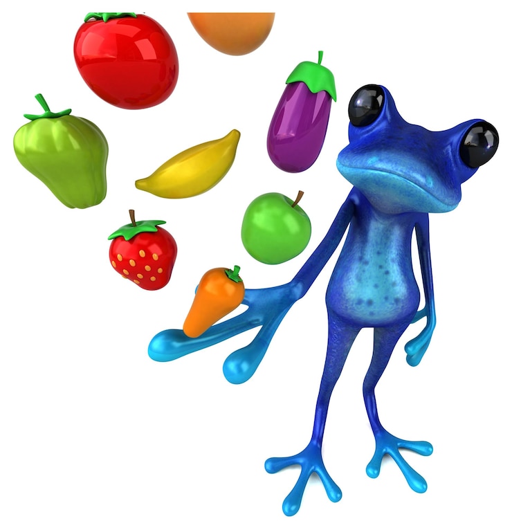 Foto ilustración 3d de rana azul divertida