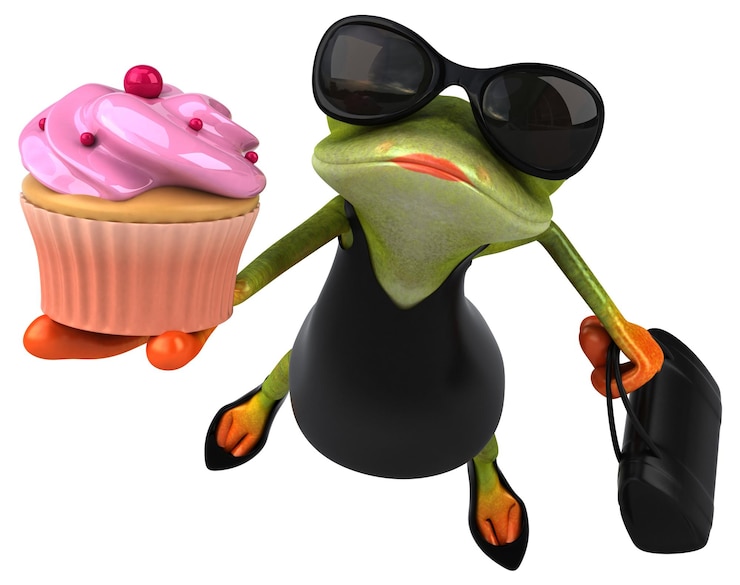 Foto ilustración 3d de rana divertida