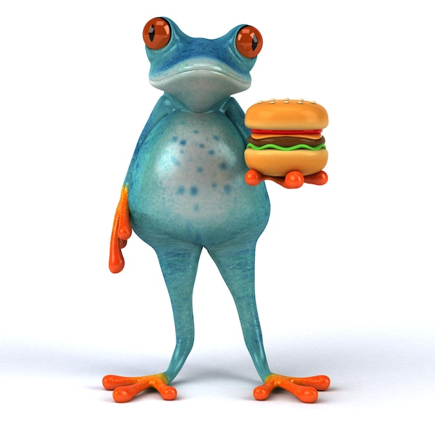 Ilustración 3D de rana divertida