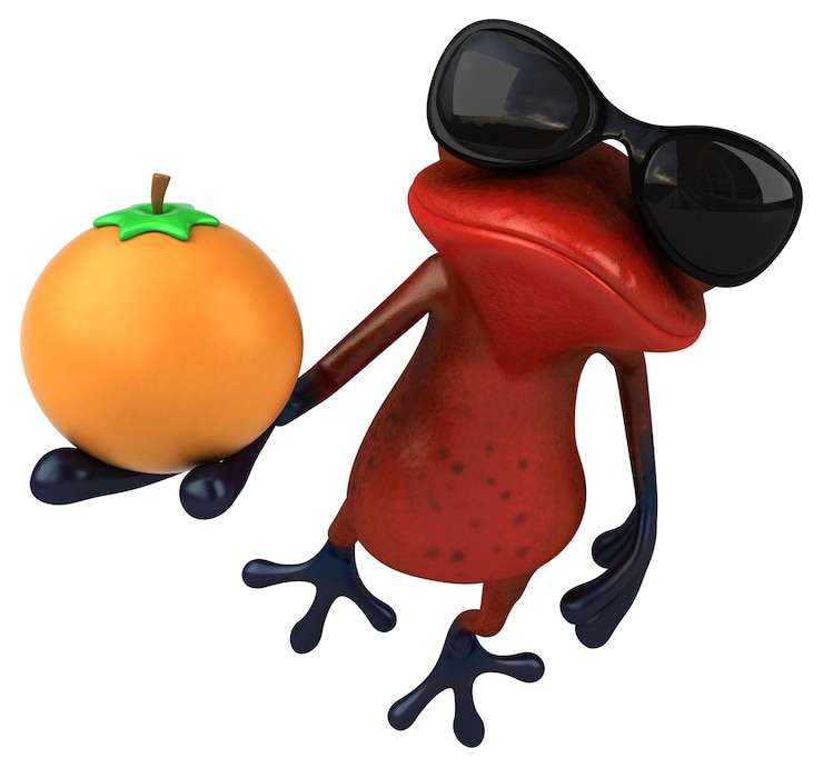 Foto ilustración 3d de rana roja divertida
