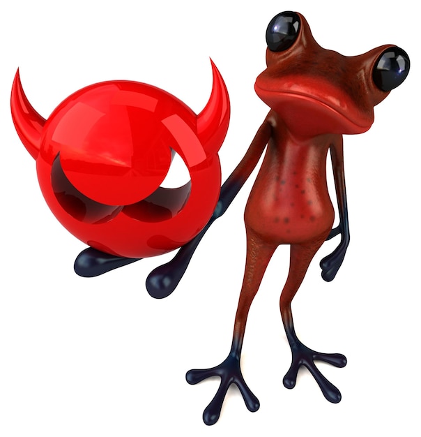 Ilustración 3D de rana roja divertida