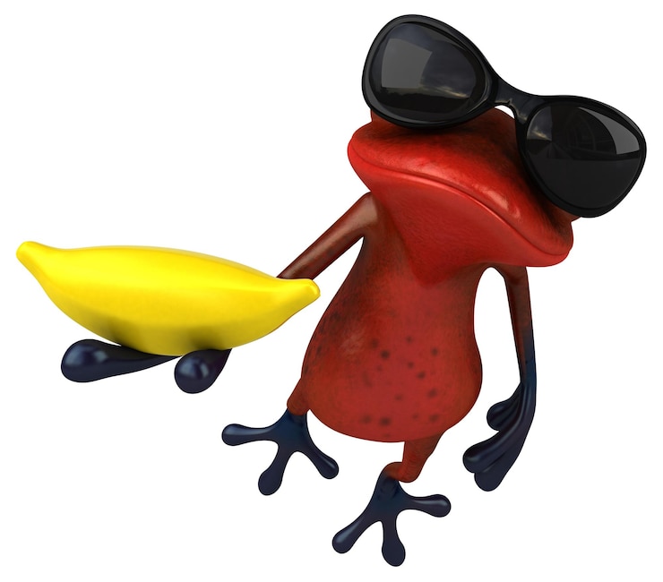 Foto ilustración 3d de rana roja divertida