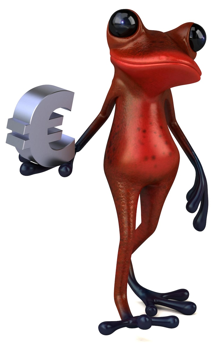 Foto ilustración 3d de rana roja divertida