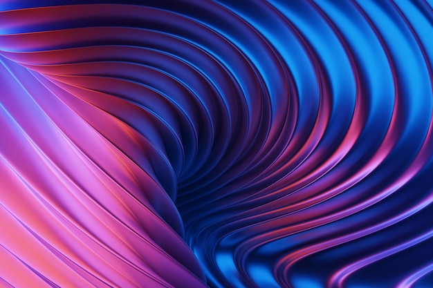 Ilustración 3D rayas azules y rosas en forma de ondas ondas fondo futurista