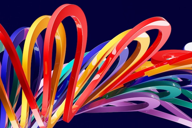 Ilustración 3d de rayas de colores Rayas geométricas similares a ondas Patrón de líneas cruzadas brillantes abstractas