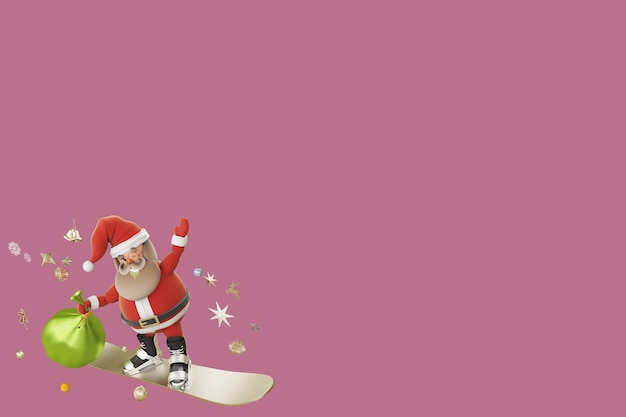 Ilustración 3d un regalo de santa claus el día de navidad