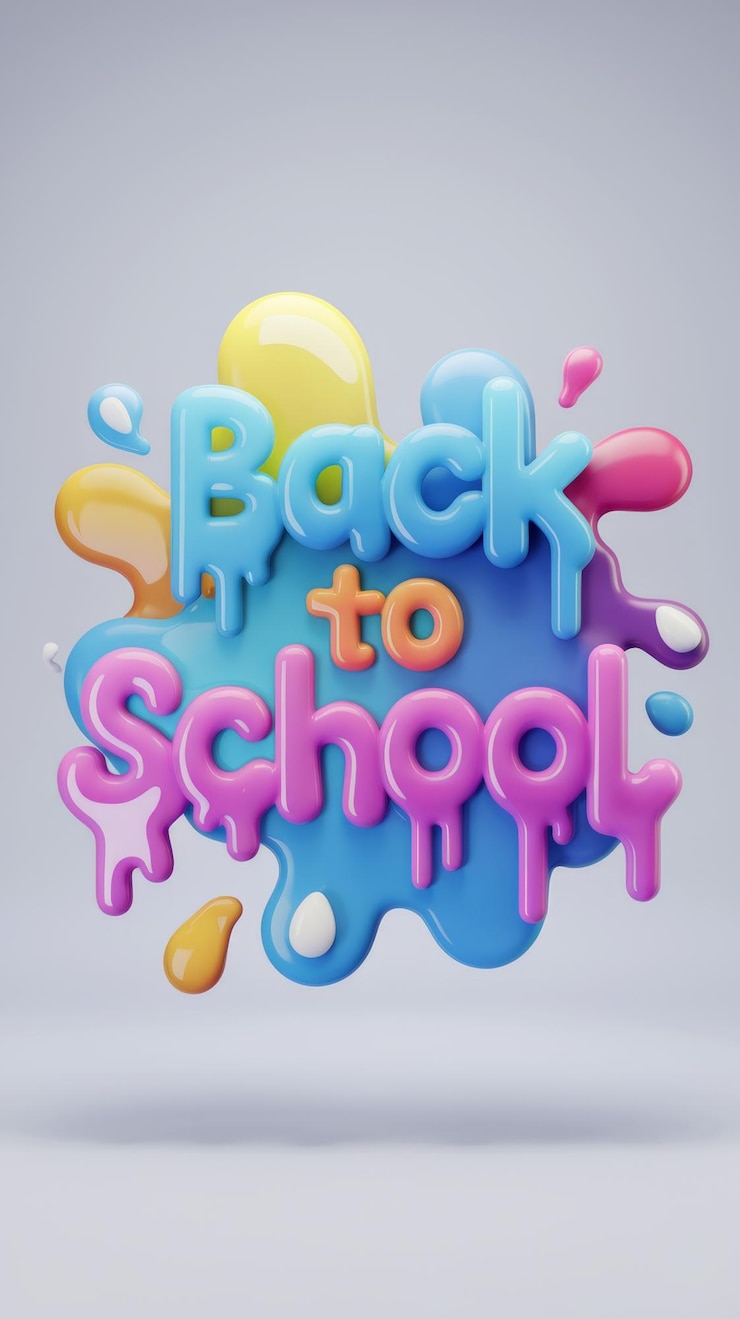 Foto ilustración 3d de regreso a la escuela en un estilo caprichoso de goteo y fusión con vibrante
