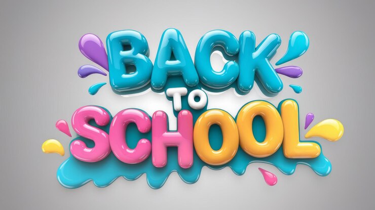 Foto ilustración 3d de regreso a la escuela en un estilo caprichoso de goteo y fusión con vibrante
