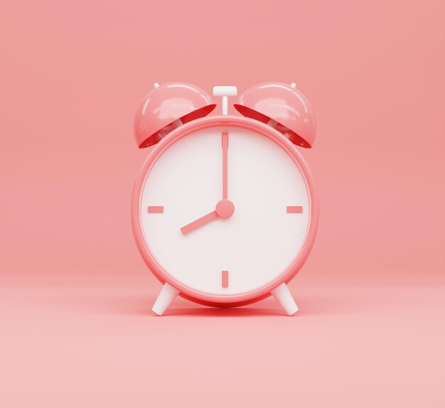 Ilustración 3D Reloj rosa sobre fondo rosa