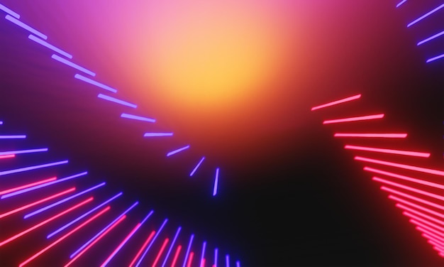 Ilustración en 3D renderización de juegos jugador fondo papel tapiz abstracto estilo cyberpunk metaverso juego de ciencia ficción brillo de neón de la escena de la sala de pedestal