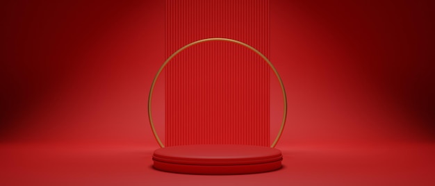 Foto ilustración 3d de representación de escena fondo abstracto para el elemento de decoración de vacaciones de navidad feliz fondo de papel tapiz rojo
