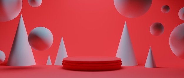 Foto ilustración 3d de representación de escena fondo abstracto para el elemento de decoración de vacaciones de navidad feliz fondo de papel tapiz rojo