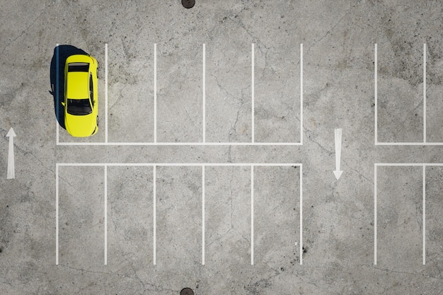 Ilustración 3D Representación Vista aérea de estacionamientos vacíos