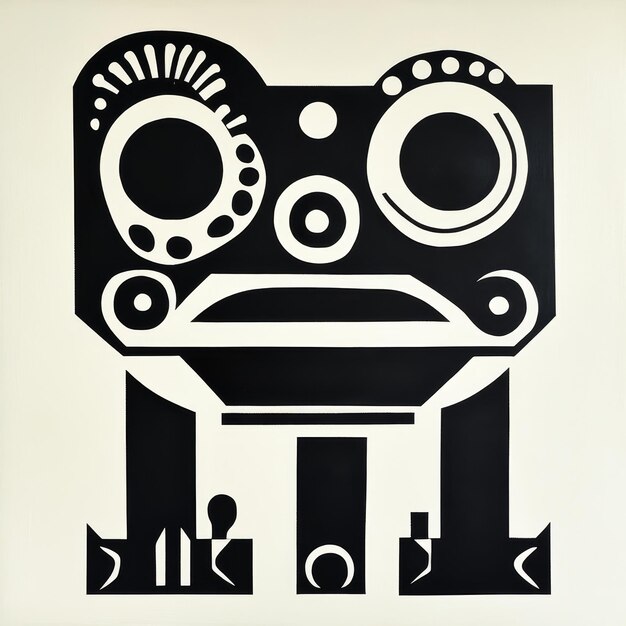 Ilustración 3D de un robot retro hecho de papel sobre un fondo blanco