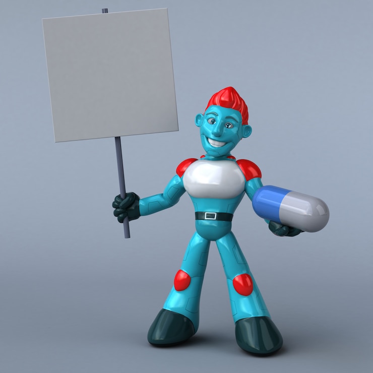 Foto ilustración 3d robot rojo