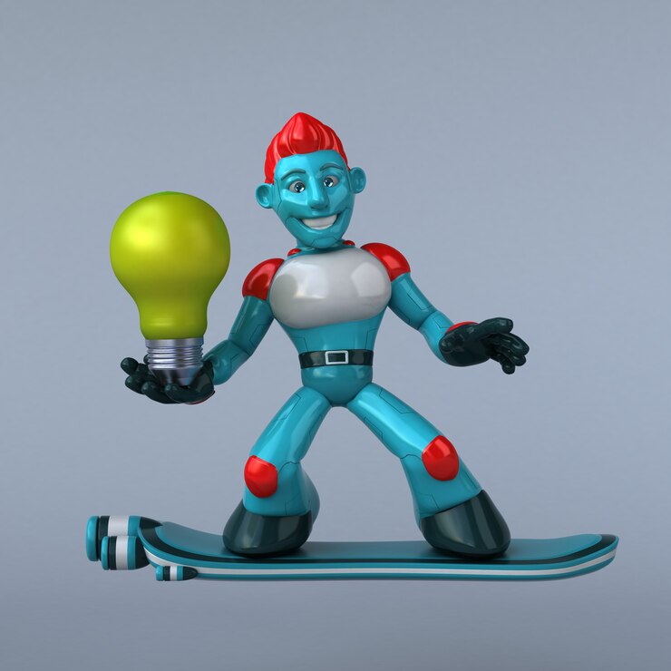 Foto ilustración 3d robot rojo