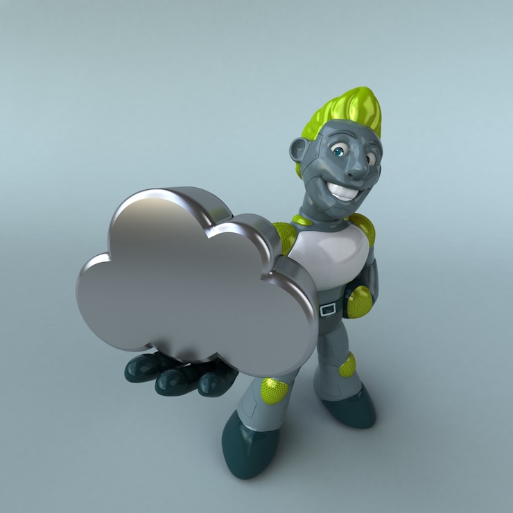 Foto ilustración 3d de robot verde