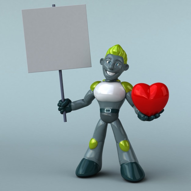 Ilustración 3D de robot verde