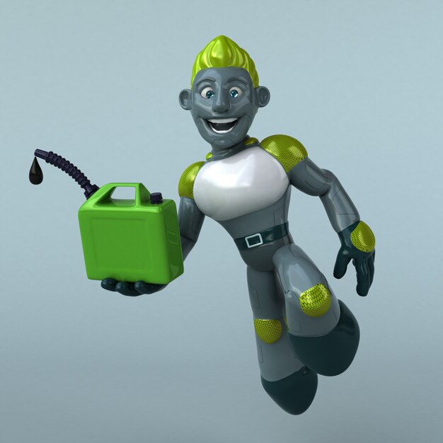 Ilustración 3D de robot verde