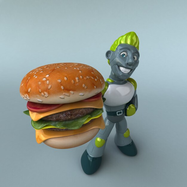 Ilustración 3D de robot verde