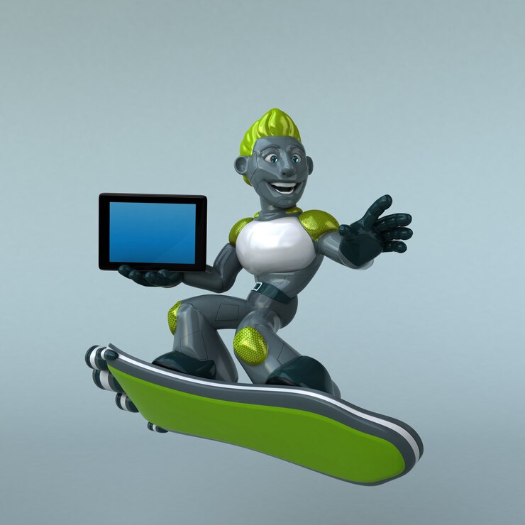 Foto ilustración 3d de robot verde