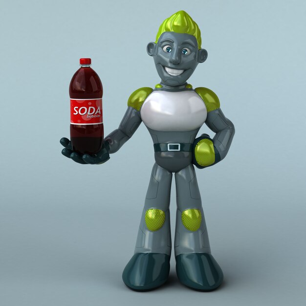 Ilustración 3D de robot verde