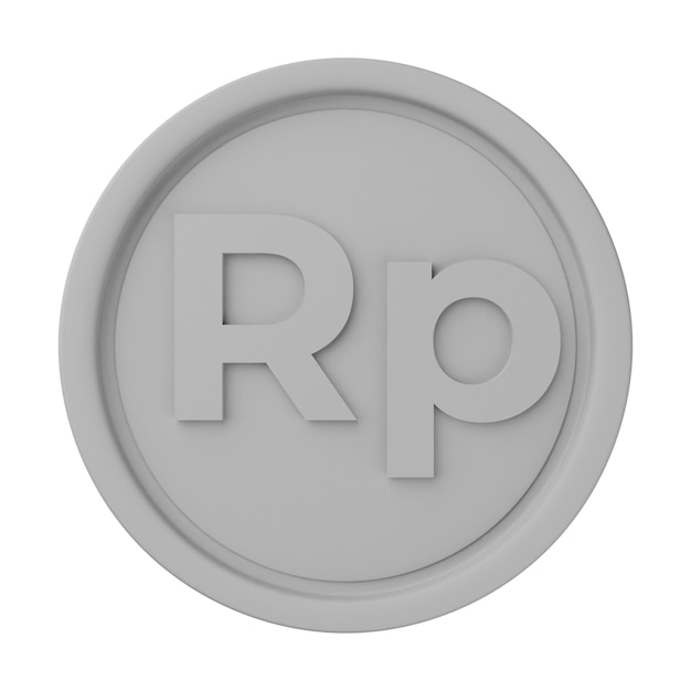 Ilustración 3D de Rupia de moneda de plata aislada en fondo blanco
